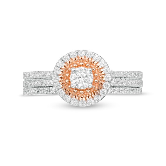 0.58 CT. T.W. Diamond Frame Bridal Set in 10K Rose Gold