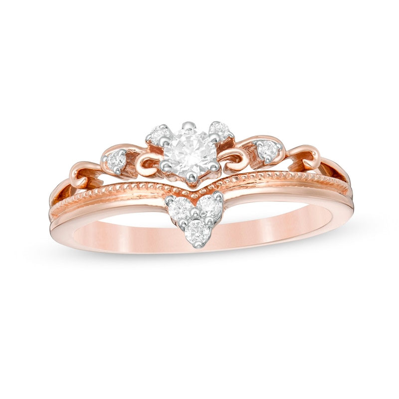 0.23 CT. T.W. Diamond Tiara Vintage-Style Engagement Ring in 10K Rose Gold|Peoples Jewellers