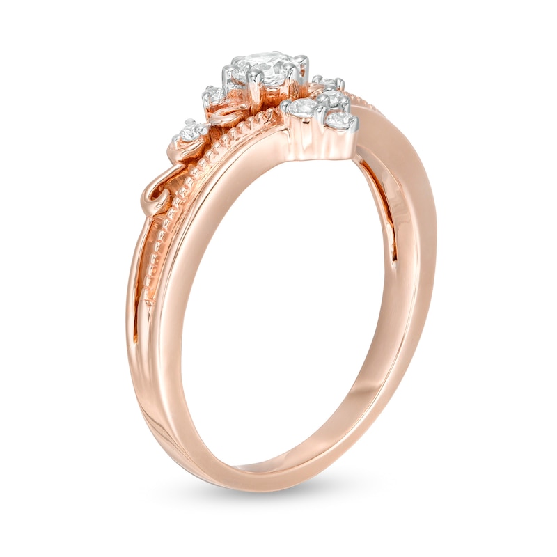 0.23 CT. T.W. Diamond Tiara Vintage-Style Engagement Ring in 10K Rose Gold|Peoples Jewellers