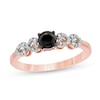 Thumbnail Image 0 of 0.29 CT. T.W. Enhanced Black and White Diamond Heart Sides Promise Ring in 10K Rose Gold