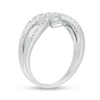 0.37 CT. T.W. Baguette and Round Diamond Bypass Crossover Ring in 10K Gold