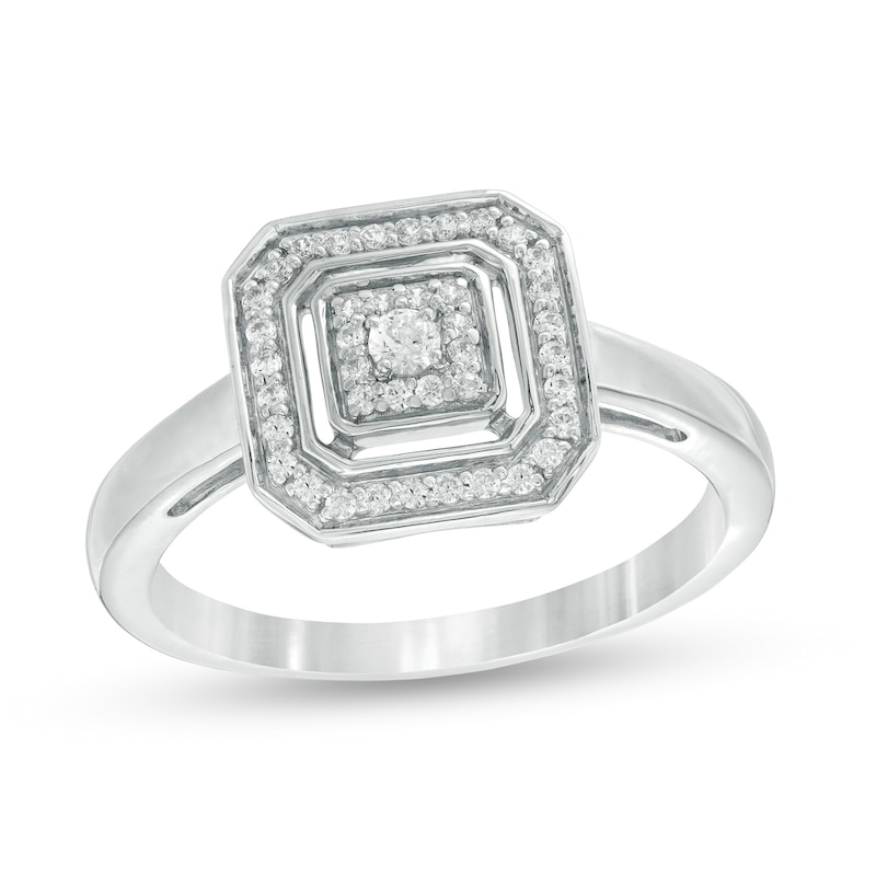 0.18 CT. T.W. Diamond Octagonal Frame Promise Ring in Sterling Silver