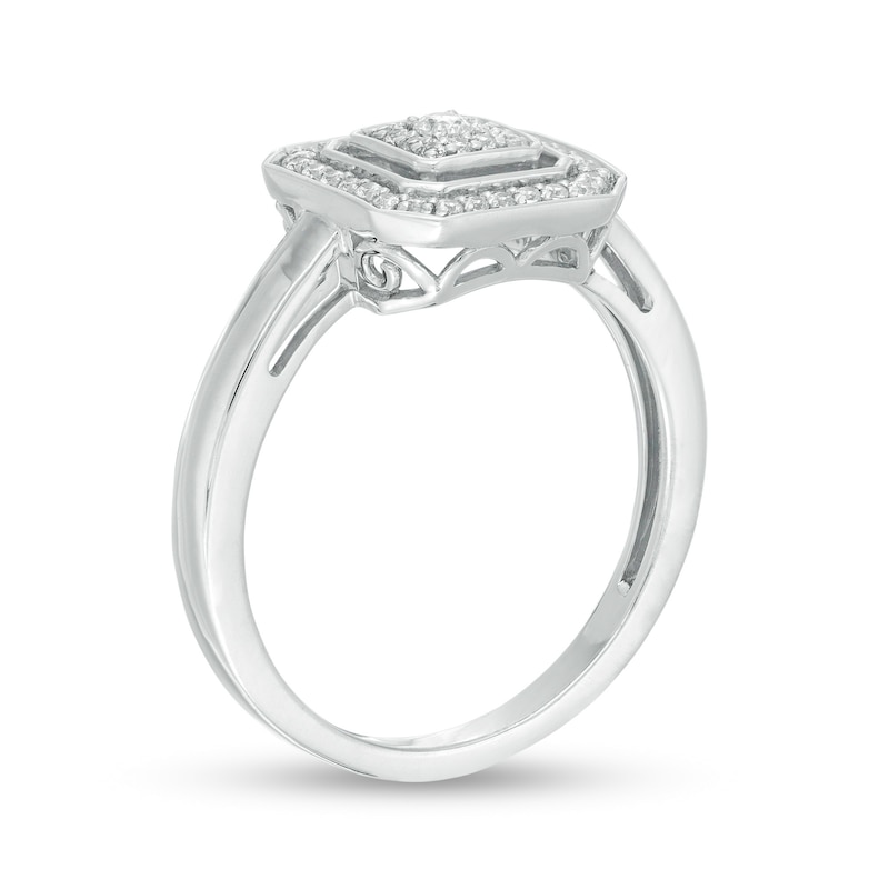 0.18 CT. T.W. Diamond Octagonal Frame Promise Ring in Sterling Silver