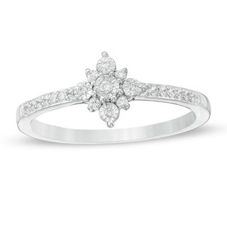 0.085 CT. T.W. Diamond Starburst Promise Ring in Sterling Silver