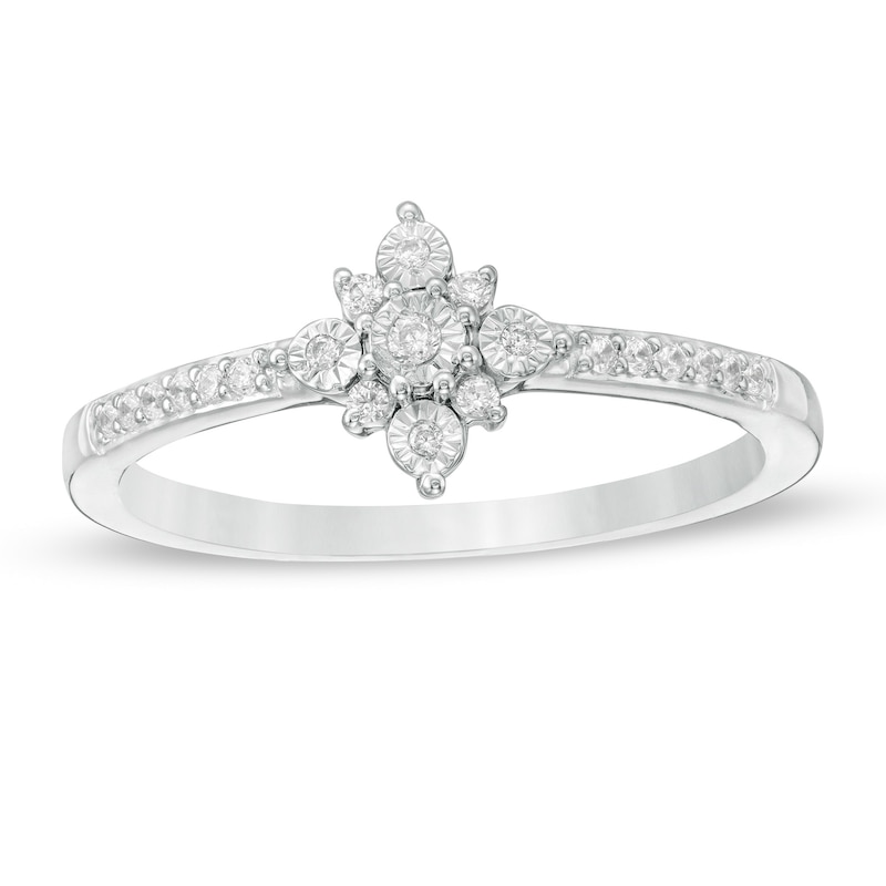 0.085 CT. T.W. Diamond Starburst Promise Ring in Sterling Silver|Peoples Jewellers