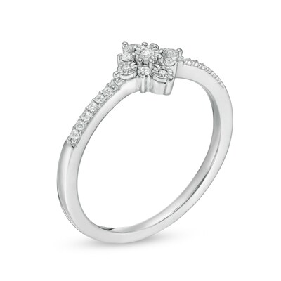 0.085 CT. T.W. Diamond Starburst Promise Ring in Sterling Silver