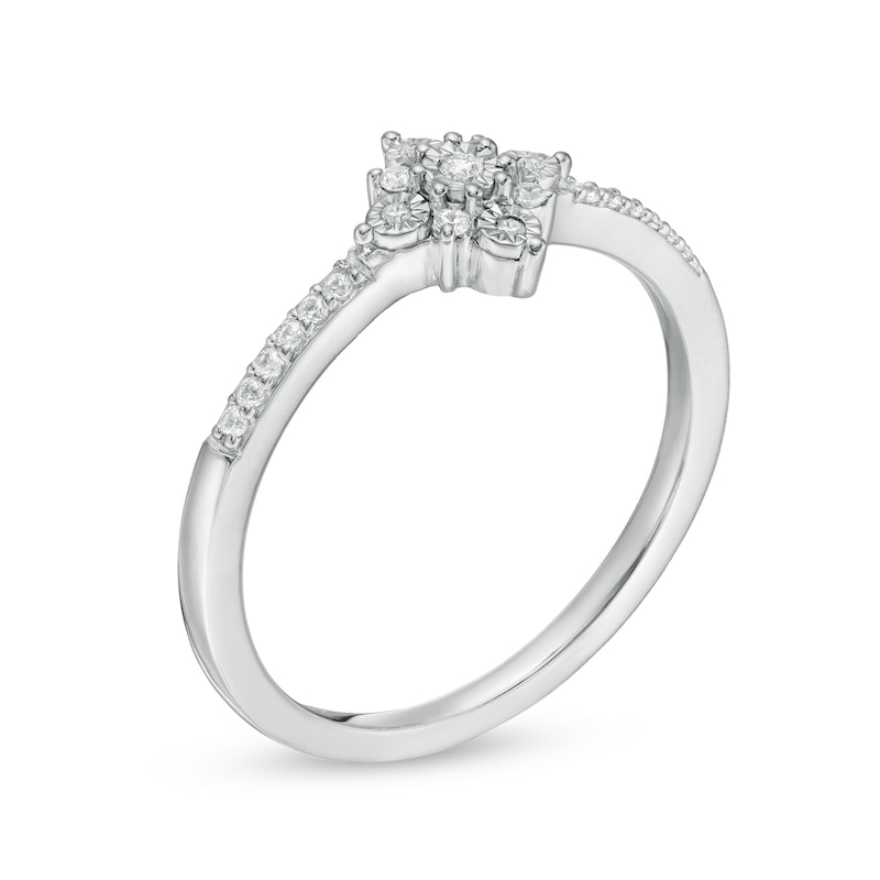 0.085 CT. T.W. Diamond Starburst Promise Ring in Sterling Silver|Peoples Jewellers