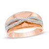 0.146 CT. T.W. Diamond Criss-Cross Concave Ring in 10K Rose Gold