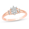 Thumbnail Image 1 of 0.145 CT. T.W. Diamond Starburst Collar Split Shank Ring in 10K Rose Gold