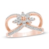 Thumbnail Image 0 of 0.37 CT. T.W. Diamond Flower Open Shank Ring in 10K Rose Gold