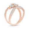 0.37 CT. T.W. Diamond Flower Open Shank Ring in 10K Rose Gold