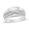 Thumbnail Image 0 of 0.146 CT. T.W. Diamond Criss-Cross Concave Ring in 10K White Gold