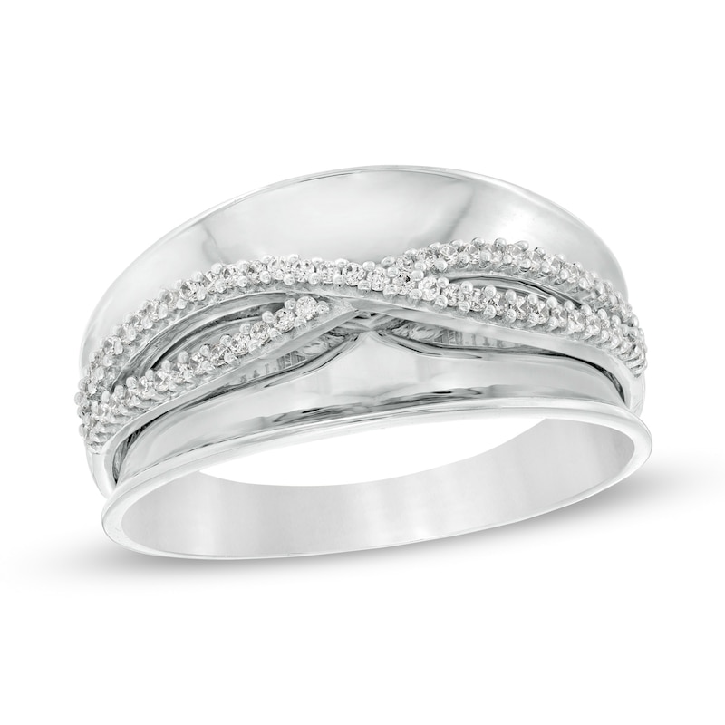 0.146 CT. T.W. Diamond Criss-Cross Concave Ring in 10K Gold|Peoples Jewellers
