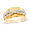 Thumbnail Image 1 of 0.146 CT. T.W. Diamond Criss-Cross Concave Ring in 10K Gold