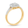 0.45 CT. T.W. Baguette and Round Cushion Frame Split Shank Ring in 10K Gold