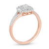 Thumbnail Image 2 of 0.45 CT. T.W. Baguette and Round Cushion Frame Split Shank Ring in 10K Rose Gold