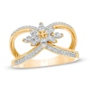 Thumbnail Image 1 of 0.37 CT. T.W. Diamond Flower Open Shank Ring in 10K Gold