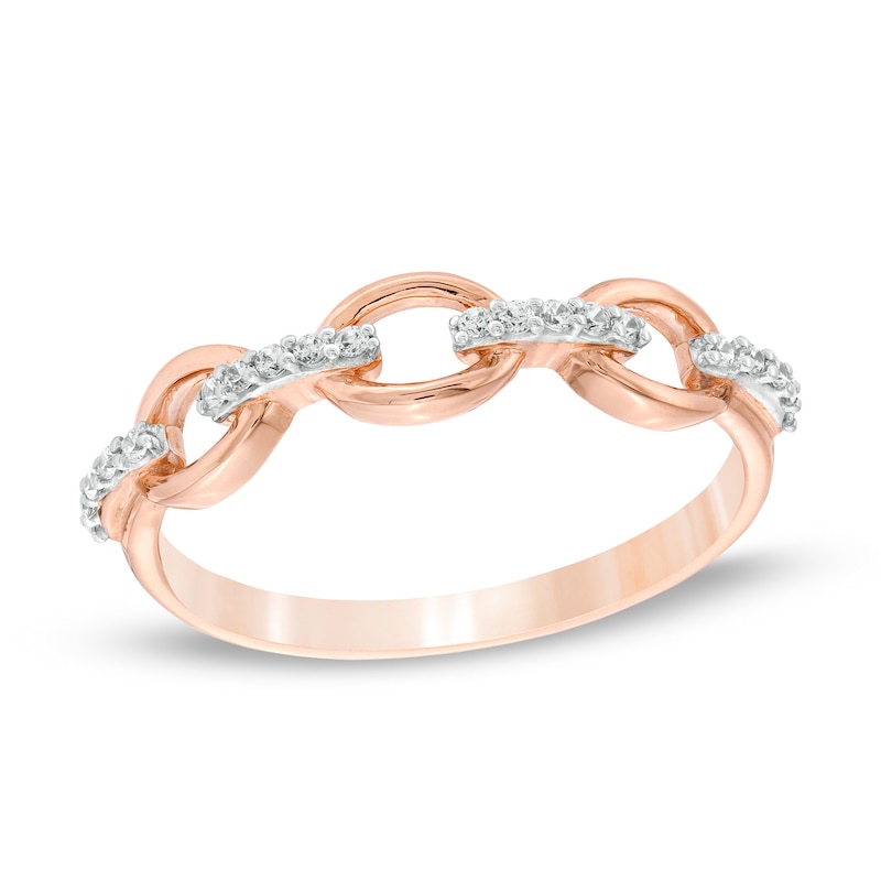 0.086 CT. T.W. Diamond Oval Link Band in 10K Rose Gold|Peoples Jewellers
