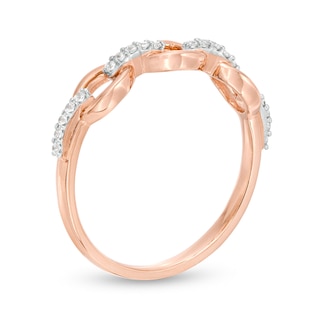 0.086 CT. T.W. Diamond Oval Link Band in 10K Rose Gold