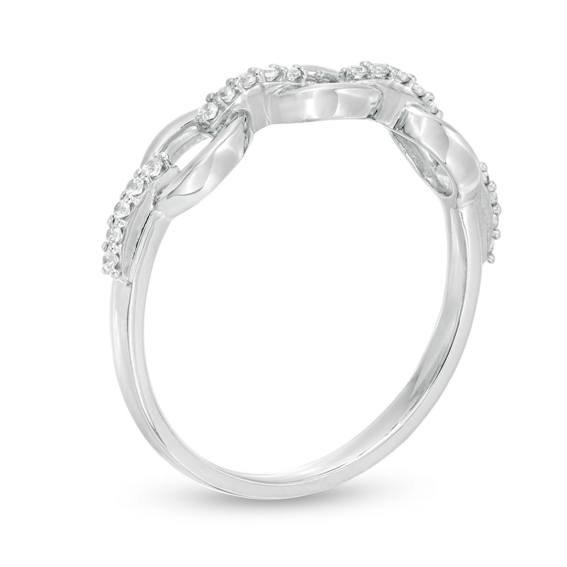 0.086 CT. T.W. Diamond Oval Link Ring in 10K White Gold|Peoples Jewellers