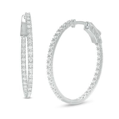 1.00 CT. T.W. Diamond Inside-Out Hoop Earrings in 10K White Gold