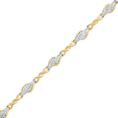 0.50 CT. T.W. Diamond Alternating Flame Bracelet in 10K Gold - 7.25"