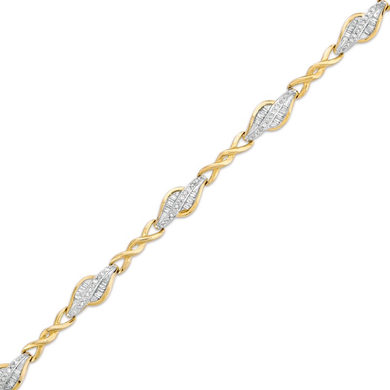 0.50 CT. T.W. Diamond Alternating Flame Bracelet in 10K Gold - 7.25"|Peoples Jewellers