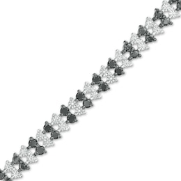 0.50 CT. T.W. Black Diamond Two Row Tennis Bracelet in Sterling Silver and Black Rhodium - 7.25&quot;