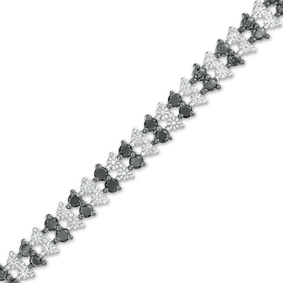 0.50 CT. T.W. Black Diamond Two Row Tennis Bracelet in Sterling Silver and Black Rhodium - 7.25"