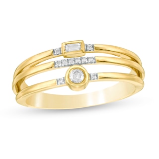 0.085 CT. T.W. Diamond Multi-Row Ring in 10K Gold