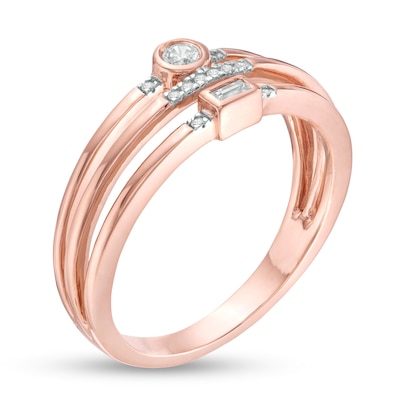 0.085 CT. T.W. Diamond Multi-Row Ring in 10K Rose Gold