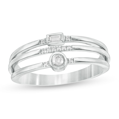 0.085 CT. T.W. Diamond Multi-Row Ring in 10K White Gold