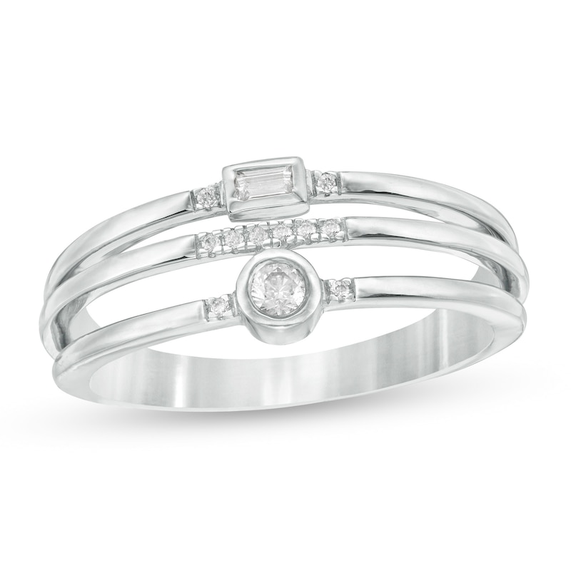 0.085 CT. T.W. Diamond Multi-Row Ring in 10K White Gold|Peoples Jewellers