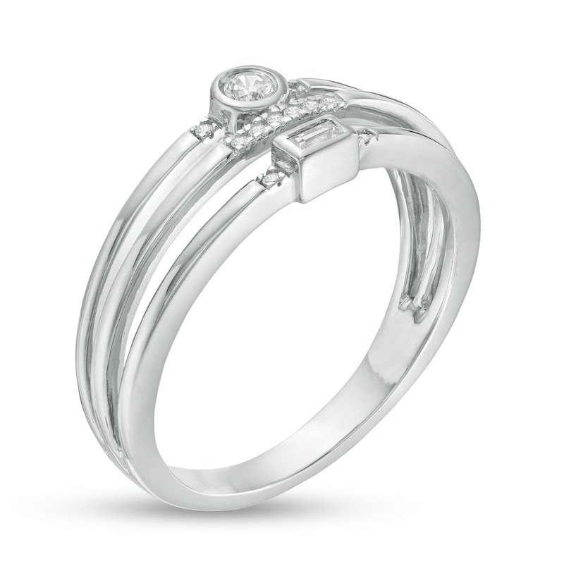 0.085 CT. T.W. Diamond Multi-Row Ring in 10K White Gold