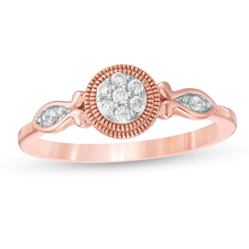 0.085 CT. T.W. Composite Diamond Frame Vintage-Style Ring in 10K Rose Gold|Peoples Jewellers