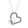 Thumbnail Image 0 of 0.25 CT. T.W. Enhanced Black and White Diamond Entwined Double Heart Pendant in Sterling Silver