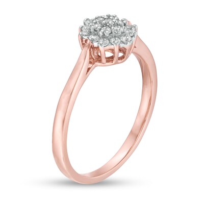 0.146 CT. T.W. Composite Diamond Sunburst Promise Ring in 10K Rose Gold