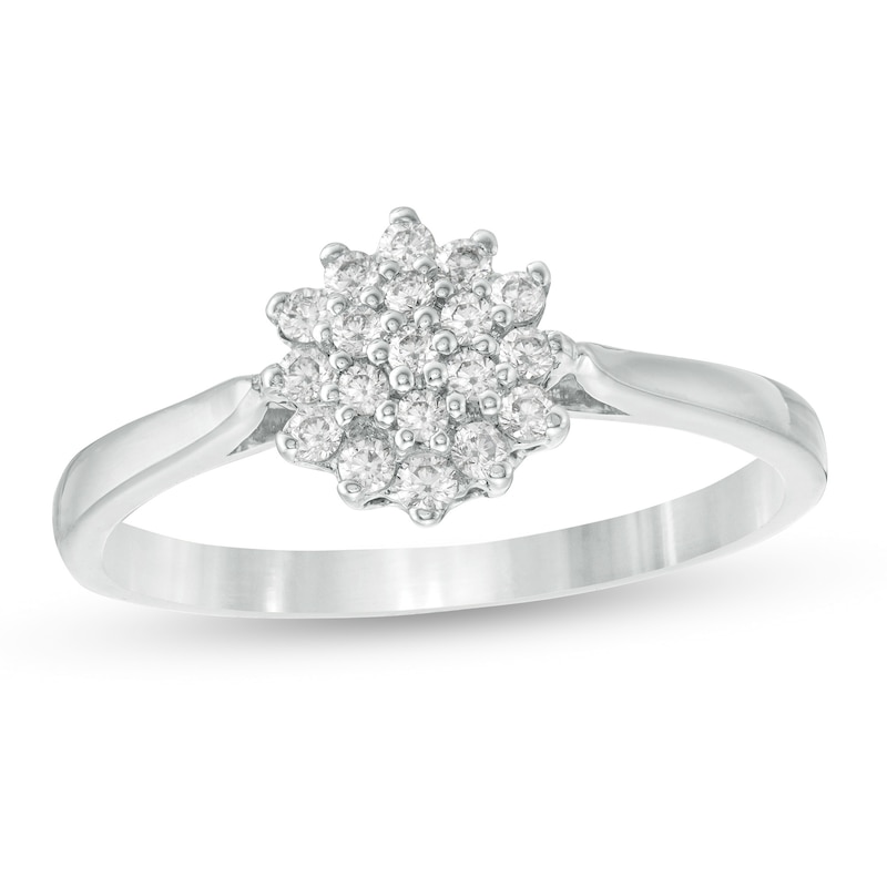 0.146 CT. T.W. Composite Diamond Sunburst Promise Ring in 10K White Gold