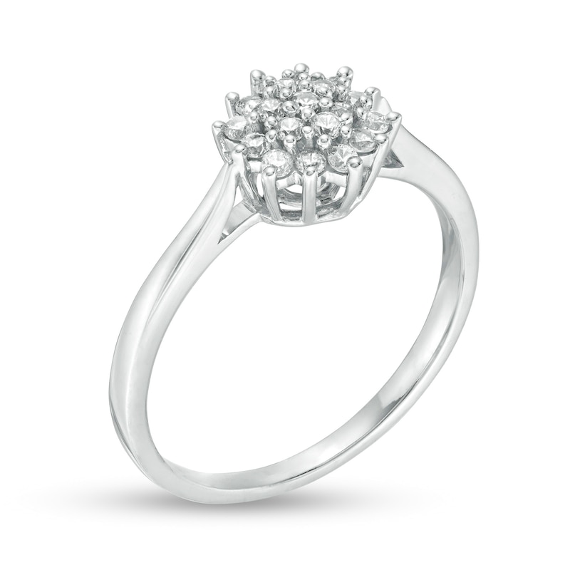 0.146 CT. T.W. Composite Diamond Sunburst Promise Ring in 10K White Gold