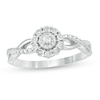 Thumbnail Image 0 of 0.065 CT. T.W. Composite Diamond Frame Twist Shank Promise Ring in Sterling Silver