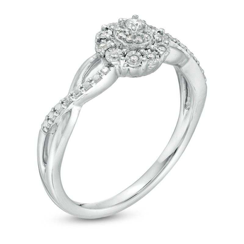 0.065 CT. T.W. Composite Diamond Frame Twist Shank Promise Ring in Sterling Silver|Peoples Jewellers