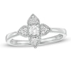 Thumbnail Image 0 of 0.18 CT. T.W. Diamond Flower Frame Vintage-Style Promise Ring in 10K White Gold