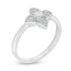 Thumbnail Image 1 of 0.18 CT. T.W. Diamond Flower Frame Vintage-Style Promise Ring in 10K White Gold