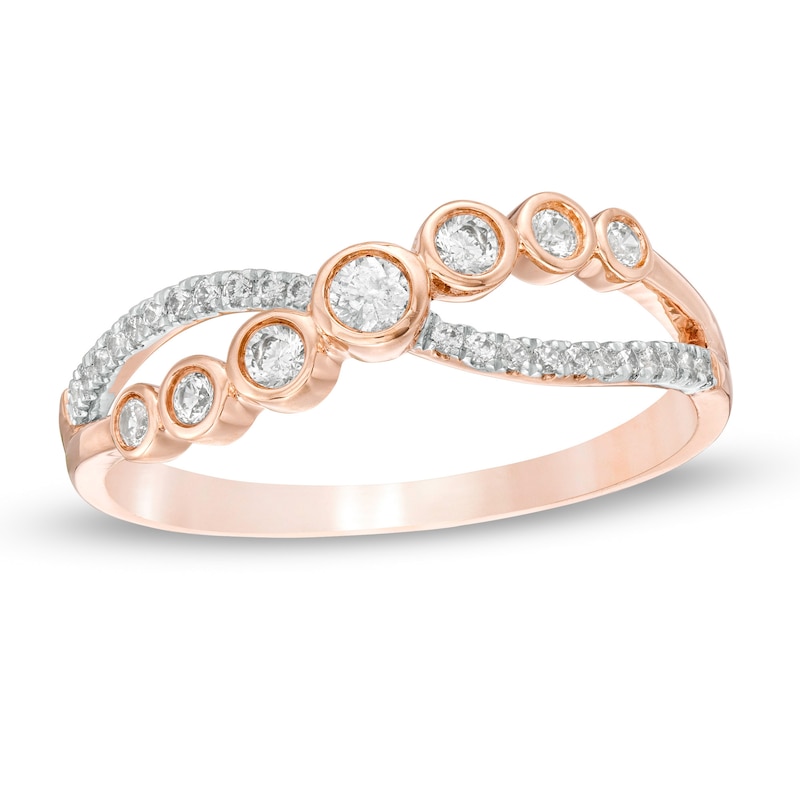 0.23 CT. T.W. Diamond Crossover Ring in 10K Rose Gold|Peoples Jewellers