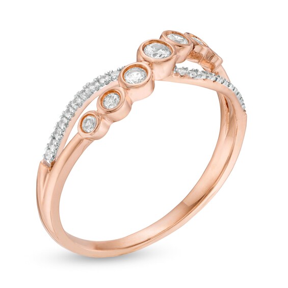 0.23 CT. T.W. Diamond Crossover Ring in 10K Rose Gold