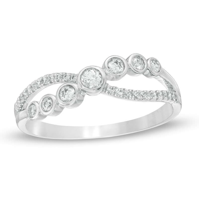 0.23 CT. T.W. Diamond Crossover Ring in 10K Gold|Peoples Jewellers