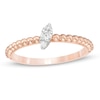 Thumbnail Image 1 of 0.085 CT. T.W. Composite Diamond Slanted Marquise Beaded Shank Ring in 10K Rose Gold