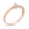 Thumbnail Image 2 of 0.085 CT. T.W. Composite Diamond Slanted Marquise Beaded Shank Ring in 10K Rose Gold