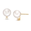 Thumbnail Image 0 of IMPERIAL® 6.5-7.0mm Akoya Cultured Pearl and 0.04 CT. T.W. Diamond Stud Earrings in 14K Gold