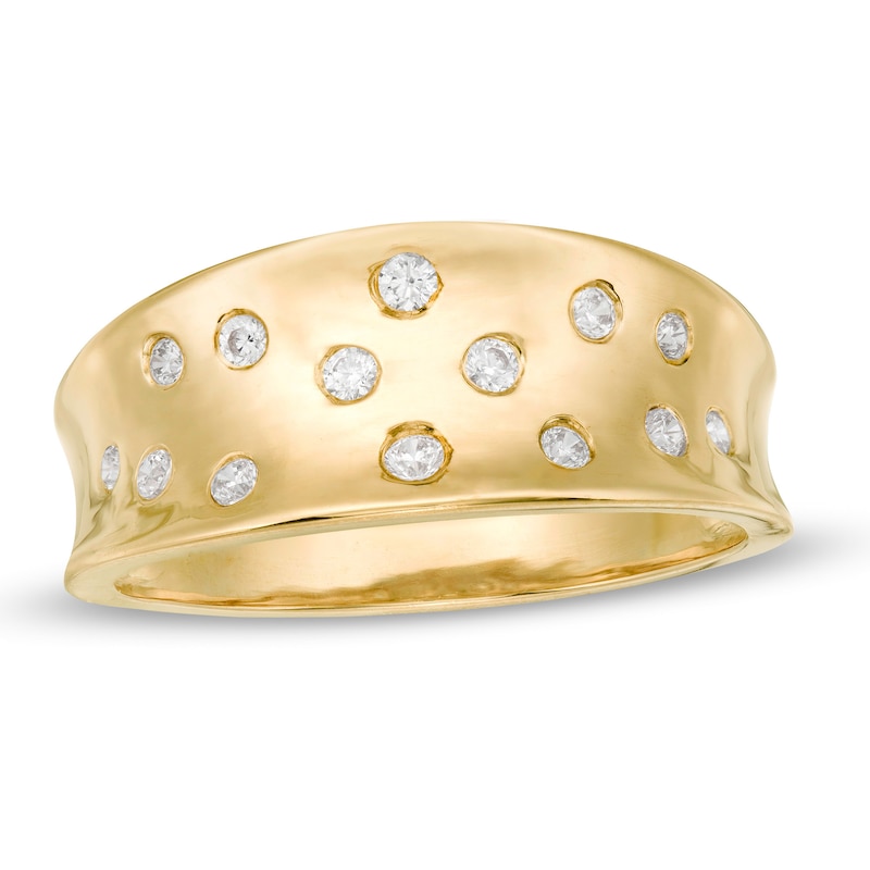 0.145 CT. T.W. Diamond Scatter Concave Ring in 10K Gold